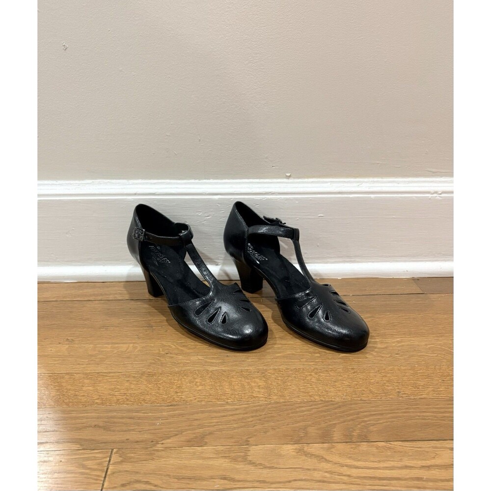 Aerosoles NWOT Heelrest Marine Corps Black T-Strap Mary Jane Heel Shoes Sz 8